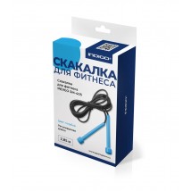 Скакалка для фитнеса INDIGO (шнур ПВХ) регулируемая длина SM-405 2,85м Голубо-черный